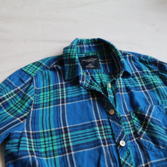 Blue and Green Plaid Shirt - Picture 3 of 4
